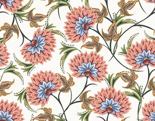 Romantic Boho floral pattern,  Persian pattern  Indian floral pattern, Vector Illustration ,Design for fashion , fabric, textile, wallpaper , wrapping and all prints
