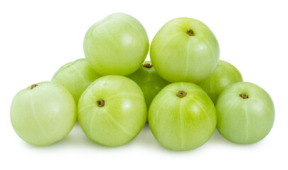 Phyllanthus emblica or Indian gooseberry traditional medicine plant for treatment of various diseases in Asian countries isolate on white with clipping path.