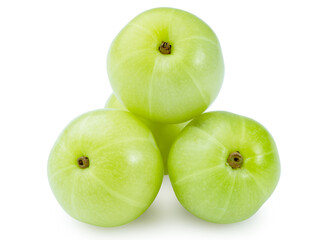 Phyllanthus emblica or Indian gooseberry traditional medicine plant for treatment of various diseases in Asian countries isolate on white with clipping path.