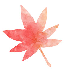シンプルな紅葉　水彩　赤