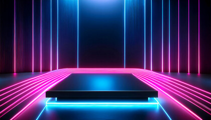 Futuristic Neon Platform with Dynamic Lighting