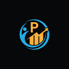 Letter P logo for Growth and Success Logo with Upward Arrow and P Symbol