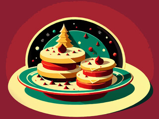 christmas cakes moder vector