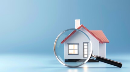 House with a magnifying glass focusing on price, detailed analysis, property value