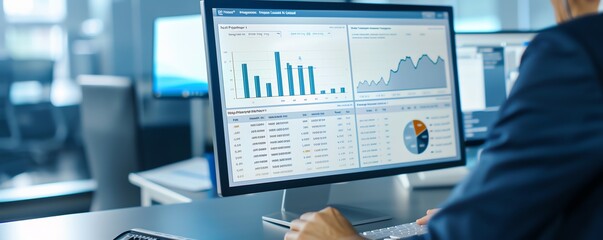 Real estate market analysis on a computer screen, data analysis, property value trends