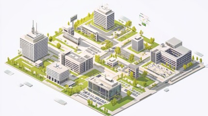 Dynamic Isometric Business Campus: Modern Buildings in a Collaborative Environment