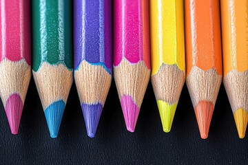 colored pencils on white background close-up Generative AI. Beautiful simple AI generated image