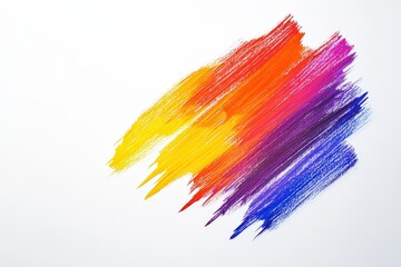 Crayons - colored pencil set loosely arranged on white background. colored pencils are not arranged exactly in a row.. Beautiful simple AI generated image