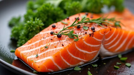 Salmon steak on a plate