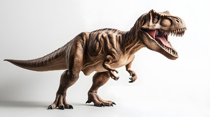 Fototapeta premium Tyrannosaurus rex shown against a white backdrop, isolated image of T-rex