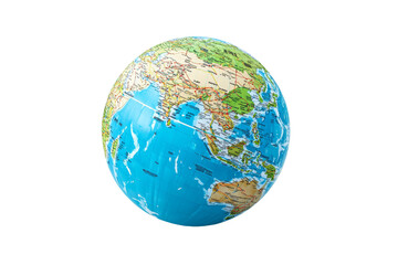 Detailed globe showing continents, oceans, and topography of Earth