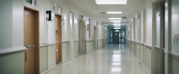 Blurry hospital corridor with a luxurious and abstract design The interior of the clinic is