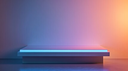 A minimalist display platform with soft lighting, suitable for showcasing products or art.