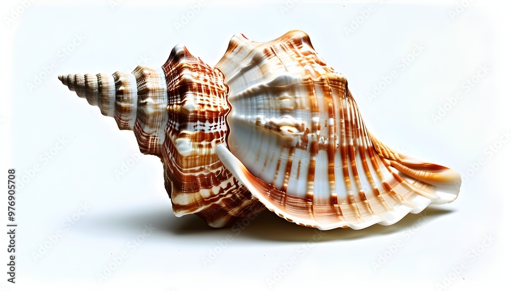 Wall mural isolated white shell on tranquil sea backdrop