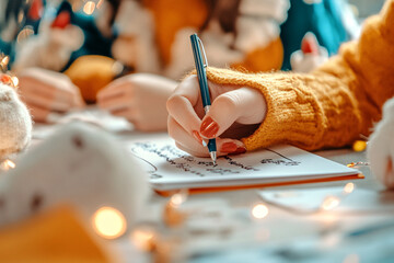 People making New Year�s resolutions together, writing on paper and chatting about their goals for the upcoming year
