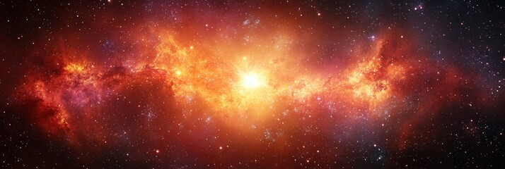 Fototapeta premium Galaxy Wormhole, A Science Fantasy Design With Orange And Red Nebula, Stars, And Dust