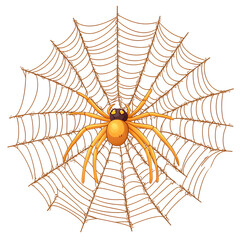 Obraz premium Cute Cartoon Spider Web with Halloween Theme on Isolated White Background