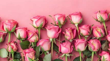 Pink Roses, petals, Valentine's Day Love Banner Background, with copy space for text, HD, Wallpaper, Flowers, romantic, minimal product display mock up 