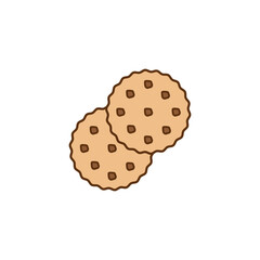 Round cookie icon. Biscuit and cracker symbol. Colored vector illustration on white background. 