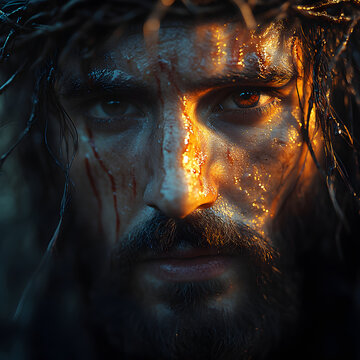 Dramatic close-up of a man with intense expression, showcasing emotion and depth, illuminated by striking light.