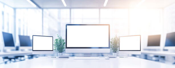 Fototapeta premium Minimalist Tech Setup in Bright Environment for Modern Technology Background