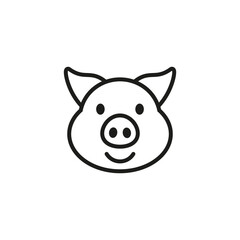 Smiling cheerful cute pig. Vector on white background.