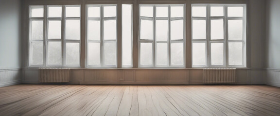 Empty Room After Renovation There are two windows white walls and a wooden floor in the new