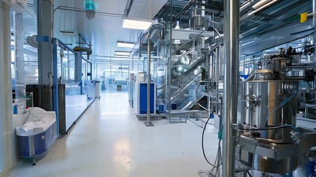 A high-tech facility showcasing the production of biodegradable materials through biochemical processes.