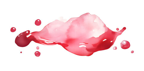 Watercolor red-colored liquid or juice splash, standing out on a white background