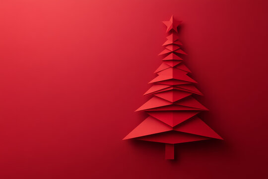 modern christmas backdrop with simple shapes forming a christmas tree