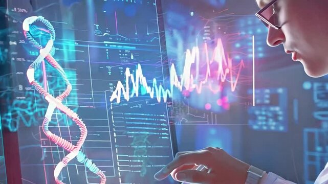 A bioengineer using AI tools to enhance the efficiency and accuracy of CRISPR gene editing technology.