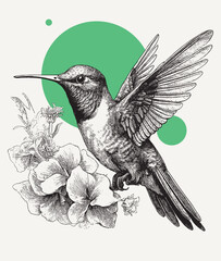 Vintage engraving of a hummingbird © EnginKorkmaz