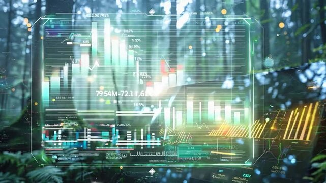 A digital dashboard displaying real-time data on forest health.
