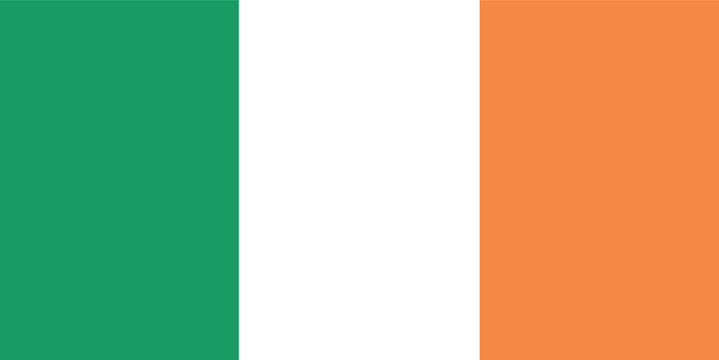 ireland flag official national flag standard colors standard size for independence day, national day celebrations 17 March isolated vector illustration editable eps 10.