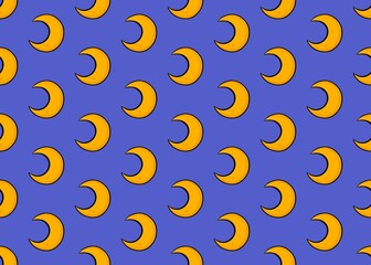 Seamless pattern with the moon. Yellow moon pattern on a blue background. Sweet dreams.