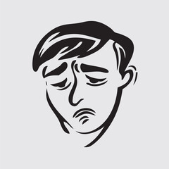 sad face emotion vector, sad face drawing
