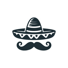 sombrero moustache culture logo vector illustration template design