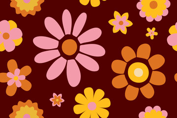 flower floral vintage seamless pattern. This is a retro flower repeat vector illustration. Design for decorative, wallpaper, shirts, clothing, tablecloths, blankets, wrapping, texture, textile,    