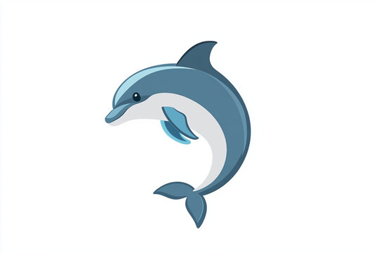 A Vector stylized logo of dolphin , isolated on white background