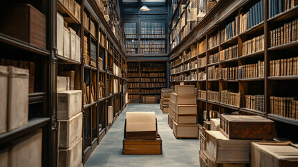 Obraz premium A historical archive building with classic architecture and archival storage.