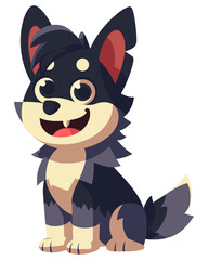 Cartoon Husky Dog. Flat Vector Illustration