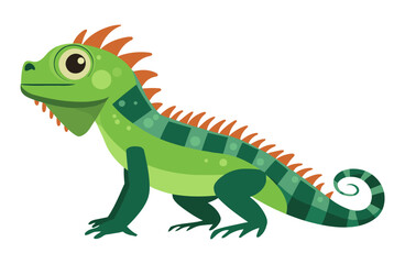 Green Chameleon. Flat Vector Illustration