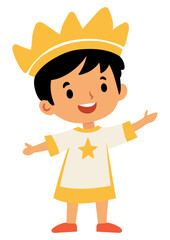 Cartoon Little King. Flat Vector Illustration