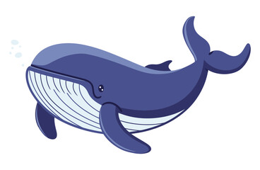 Obraz premium Whale Cartoon Art. Flat Vector Illustration