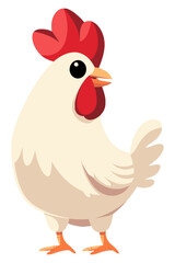 White Hen Art. Flat Vector Illustration