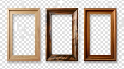 Fototapeta premium wooden photo frame on isolate transparency background,