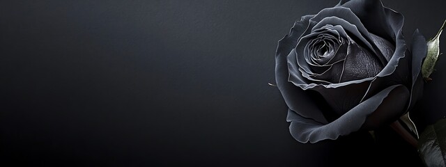 A Single Black Rose Against a Dark Background