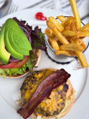 burger and fries
