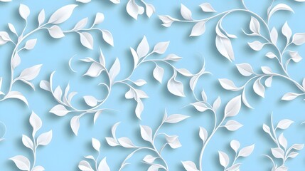 Swirling lines forming a seamless lace pattern, delicate and intricate, white on a soft pale blue background, modern elegance, vector style.