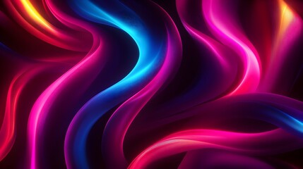 Vibrant primary colors on swirling geometric patterns, interlocking shapes with glowing neon edges, abstract design, futuristic style, high-resolution digital art, seamless texture.